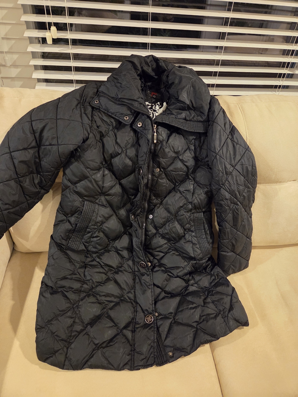 Gallery Black Quilted Long Puffer Coat